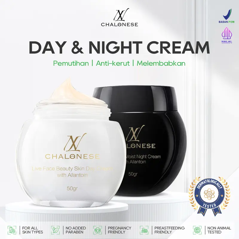 CHALONESE Memutihkan Anti Kerut BPOM mengandung bosein 10% Niacinamide Brightening Moisturizer Glowing Moisture Gel 50g Cream Pemutih Wajah penuaan menghilangkan kerutan  Day Cream Night Cream 0