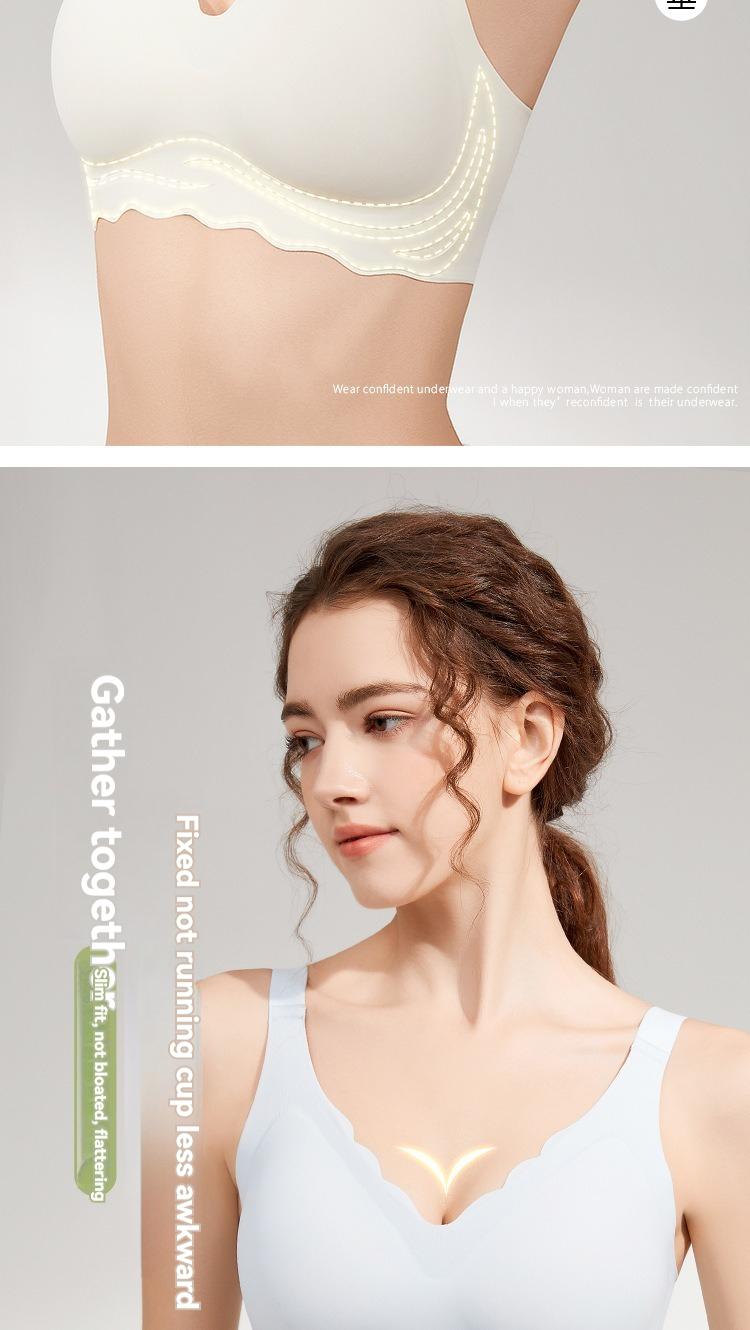 Product Introduction of Jelly strips non-marking large size underwear female summer thin section large breasts show small breasts gathered without steel ring fixed cup bra 9