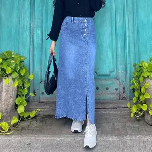 Rok Jeans Tammara Belah Samping Depan Panjang Wanita Dewasa rok  jeans