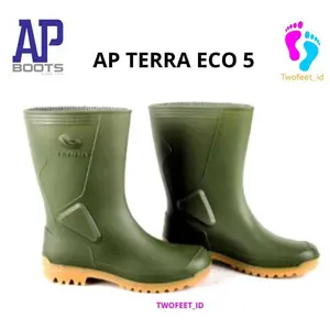 Sepatu Boot Pendek Hobby & Work AP Boots Hitam Merah Karet Lokal Anti Air & Slip Sepeda Motor