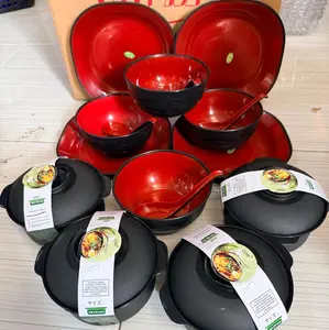 AFL (16PCS SET RAMEN JEPANG)4 PCS PIRING+4 PCS SENDOK+4 MANGKOK+BONUS 4 MANGKOK TUTUP /  PERALATAN MAKAN RAMEN PLASTICWARE Kitchenware