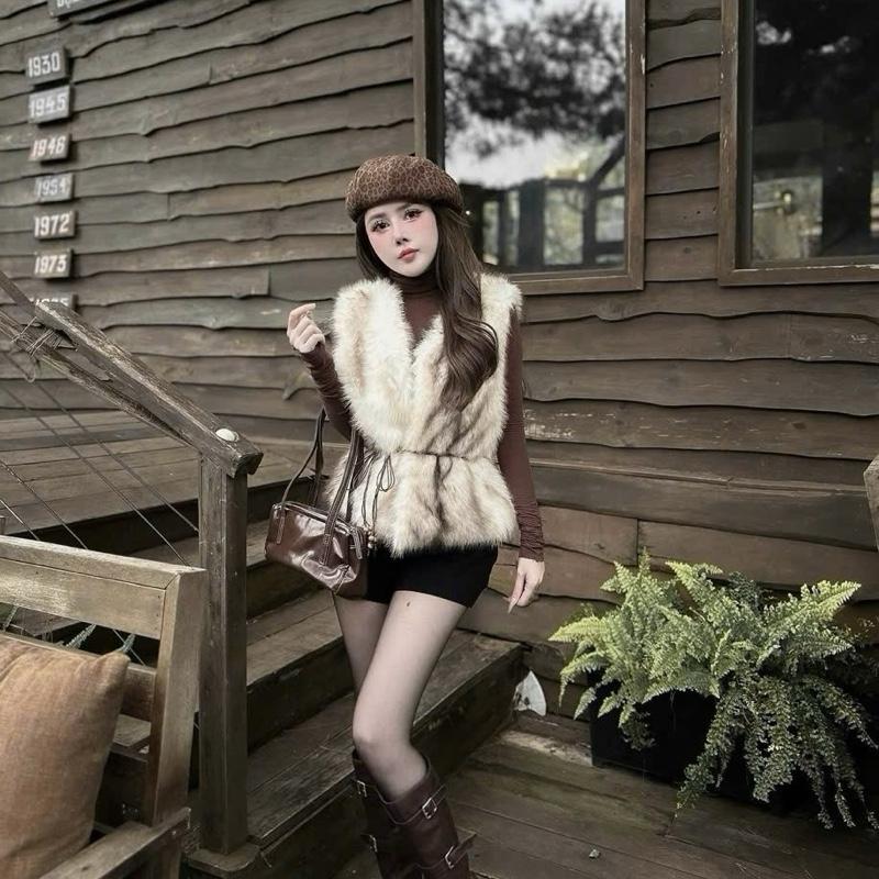  Áo khoác Gile Lông Thắt Eo Chuẩn Hàng Qc L1 