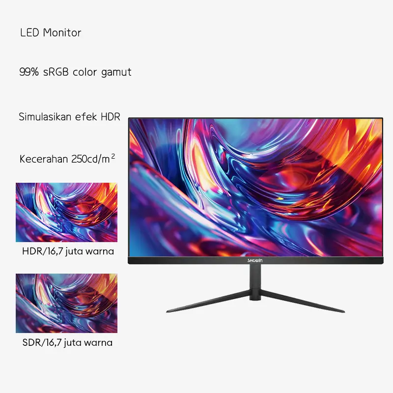 SHOWIN Monitor A22F 22 Inch Monitor Panel IPS HDMI / VGA 75Hz Garansi 3 Tahun Game Monitor 1080P monitor gaming LED Tampilan Layar HDR monitor 3
