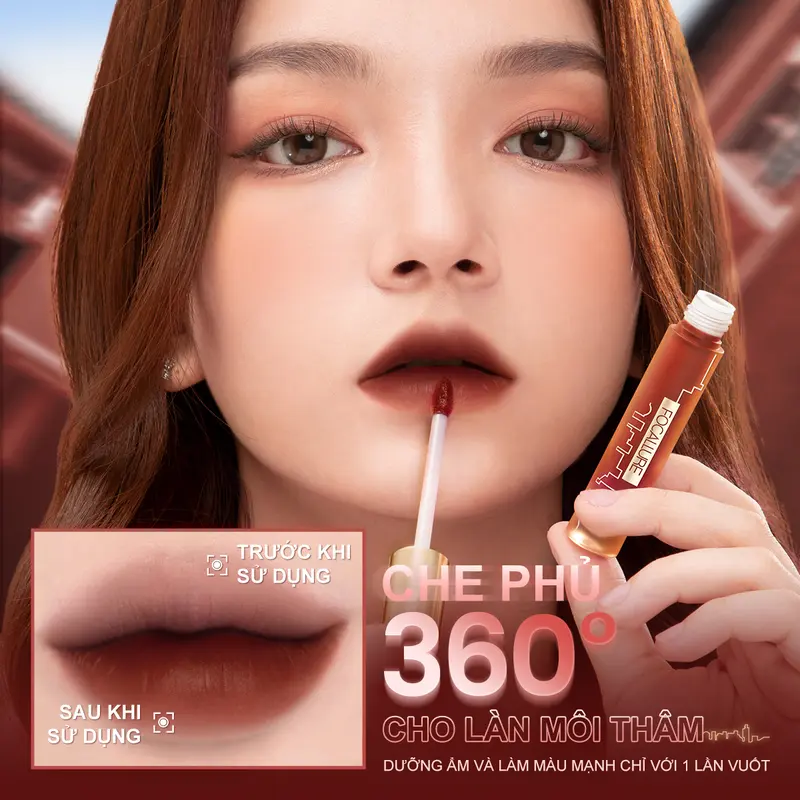 Son môi Focallure MordenUrban Misty City Son tint nhung mờ Thoáng mát Vừa vặn Dưỡng ẩm Sắc tố cao Lâu trôi Mềm mượt + [Free Gift] Acne Mask 1pcs 4