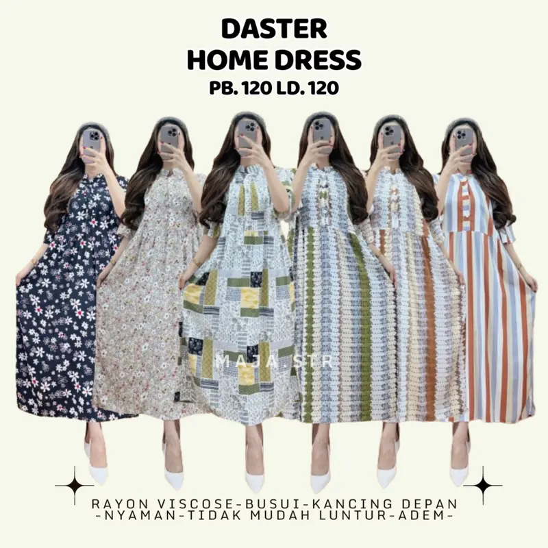 Daster Home Dress Bahan Rayon Premium Model Susun Busui Friendly Motif Terbaru Kekinian MAJA.STR 0