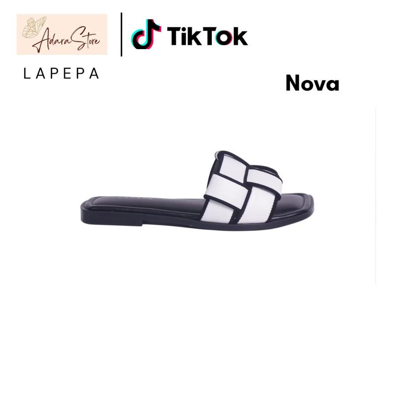 Lapepa NOVA Sendal Wanita Sandal Kasual Model Slop Flat Tatakan Empuk Motif Ketupat Size 36-40 1