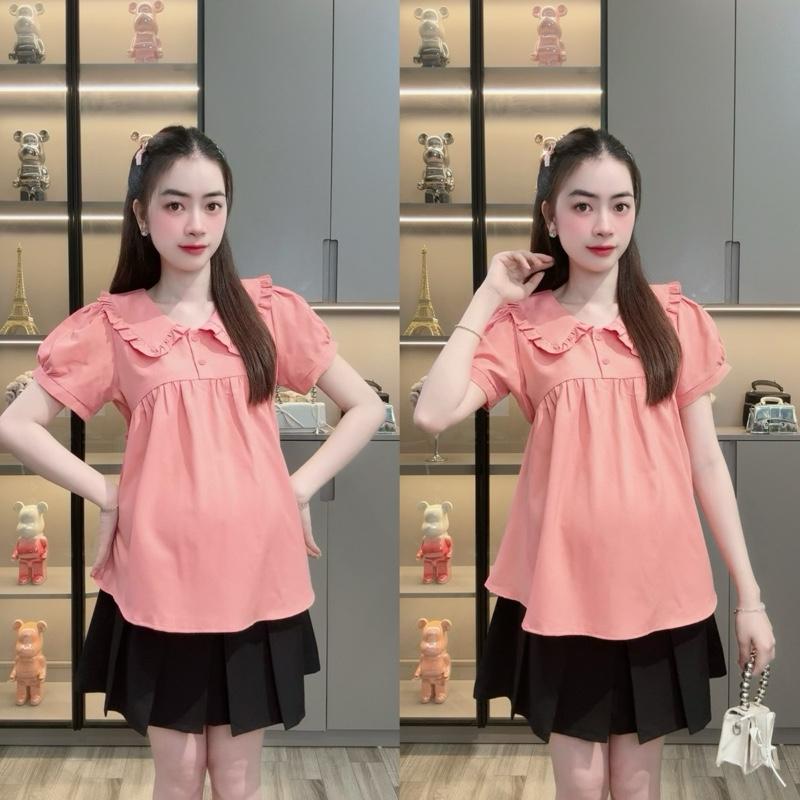 [ ẢNH THẬT ] ( 40 - 80kg ) Áo Bầu Xinh Babydoll Công Sở Mềm Mịn Và Thoáng Mát, Phía Sau Có Nút Chỉnh To Nhỏ Bụng Tiện Lợi