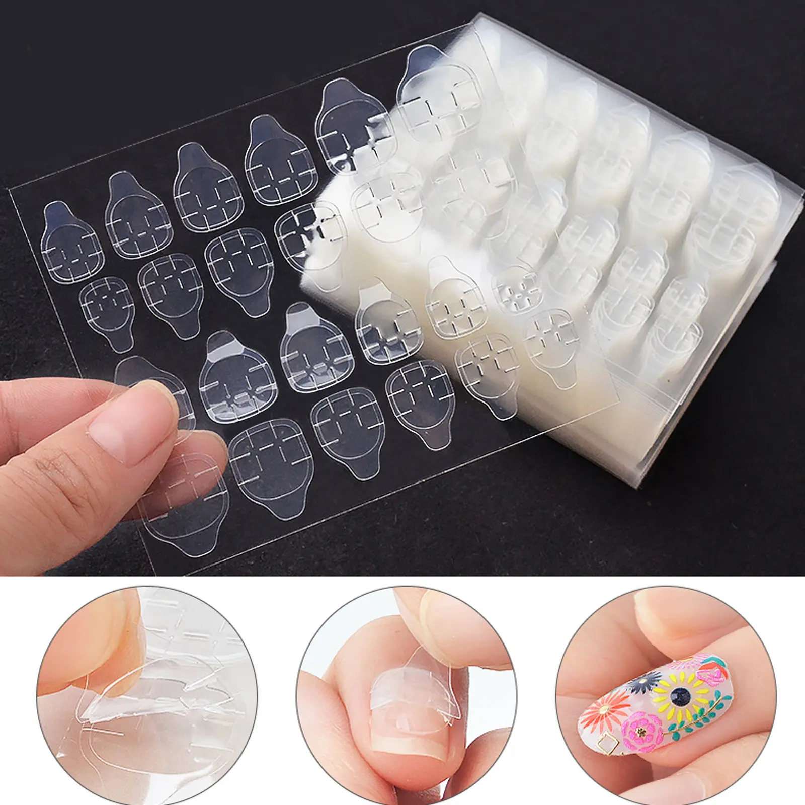 Fake nail glue jelly glue waterproof and transparent double-sided nail glue sticker press type nail super nail glue grade adhesive patch transparent and flexible nail tool nail  glue