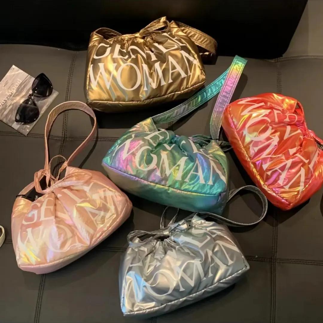 2024 New Trendy Brand Colorful Dumpling Bun Fashion Shoulder Bun Drawstring Underarm Bun Gentle Woman Pong Bun