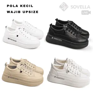 SOVELLA Alexa Sepatu Sneakers Fashion Wanita Putih Polos Korea Karet Casual Shoes