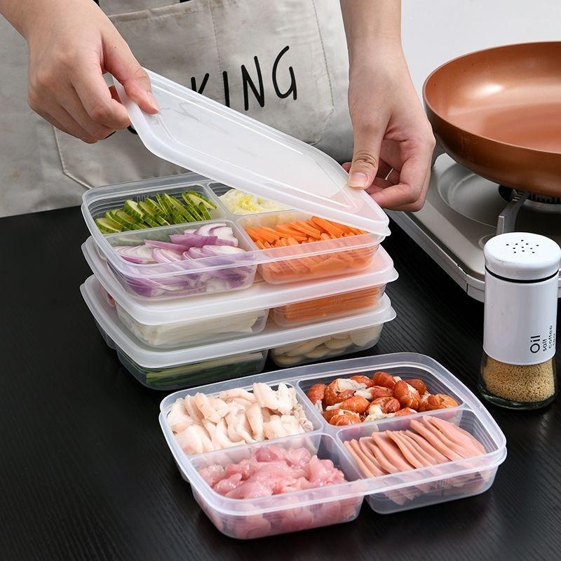 Hộp Đựng Thực Phẩm 4 Ngăn Có Nắp Ngăn Mùi - Khay Trữ Đồ Ăn Chia 4 Ngăn Có Nắp