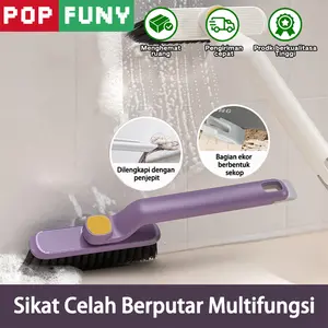【POP FUNY】Sikat Pembersih Celah Berputar - sikat kamar mandi 3 in 1 - Multifungsi Tanpa Sudut Mati - Cocok untuk Kamar Mandi/Dapur/Toilet