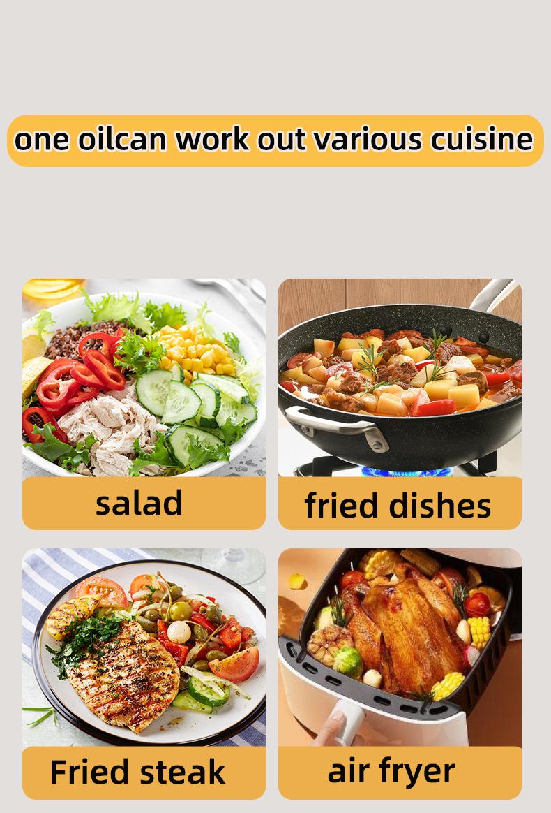 Product Introduction of Oil can spray and pour dual-purpose oil spray pot kitchen special household oil spray bottle glass food-grade spray Kitchen tool cruet Kitchen tool Automatic opening and closing air fryer Cooking too sauce cruet vinegar bottle 5