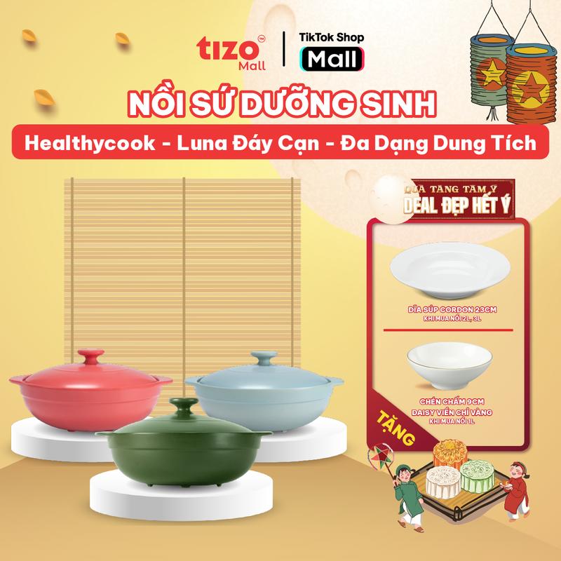[BEST SELLER - NỒI TỪ MỚI VỀ] MINH LONG | NỒI SỨ DƯỠNG SINH MINH LONG HEALTHYCOOK (NỒI ĐÁY CẠN LUNA) BẾP TỪ, BẾP THƯỜNG VÀ BẾP HỒNG NGOẠI TỰ HÀO HÀNG VIỆT  Quà tặng vì sức khoẻ nồi nấu đa dạng món ăn