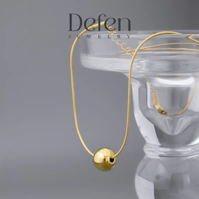 Defen Jewelry - Kalung Titanium Perempuan Anti Luntur Perhiasan Cewek Simpel Elegan Anti Karat Model Boba Valeri 531 0