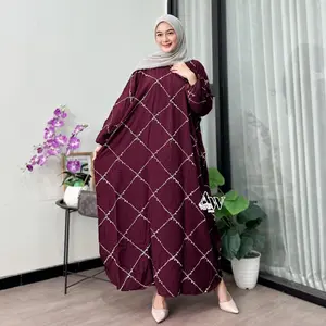 Daily Kaftan Simple Elegan by Daster Qu Kaftan Rayon Motif Ning Jazil Busana Muslim Wanita Jumbo Ld 170