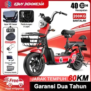 Bonus Sarung Jok！Sepeda Listrik Motor 48V 500W Kecepatan 45Km/h Jarak Tempuh 60Km Spion Garansi 2 Tahun