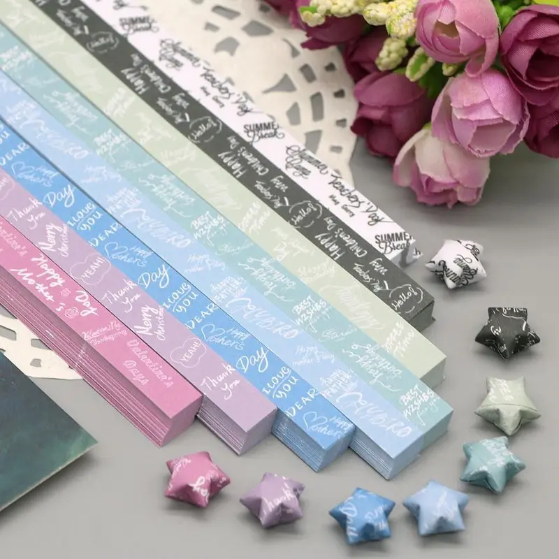 Giấy Origami, 540 Tờ, Hình Ngôi Sao, Thủ Công Tay Tự Làm, Giấy Ngôi Sao May Mắn, Dải Giấy Ngôi Sao Gấp, Thích Hợp Cho Thủ Công Mỹ Nghệ Giấy 0