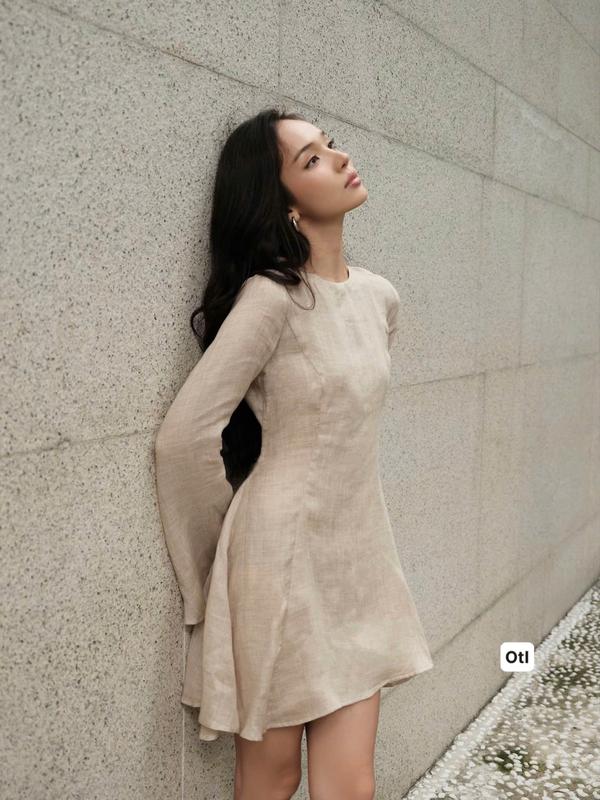 Váy Dũi Tay Leo ôm Dáng Phong Cách Sang Chảnh, Váy Xinh Sang Chảnh