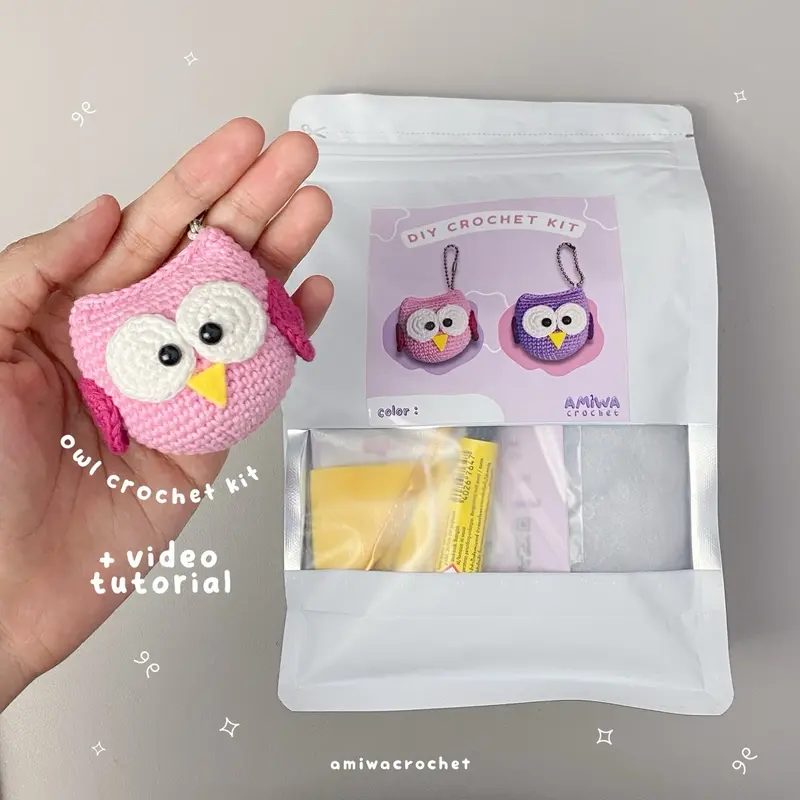 Starter DIY Crochet Kit Owl by AmiwaCrochet | paket merajut untuk pemula | paket belajar amigurumi | paket Benang rajut 0