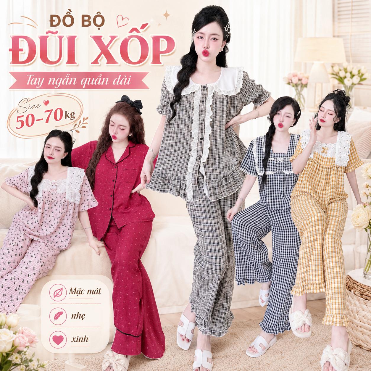 Đồ Bộ Đồ Ngủ Mặc Nhà Nhiều Kiểu Nữ Bigsize 50-70kg, Pijama Tay Ngắn Quần Dài Form Rộng Sang Xinh - A.TH4D