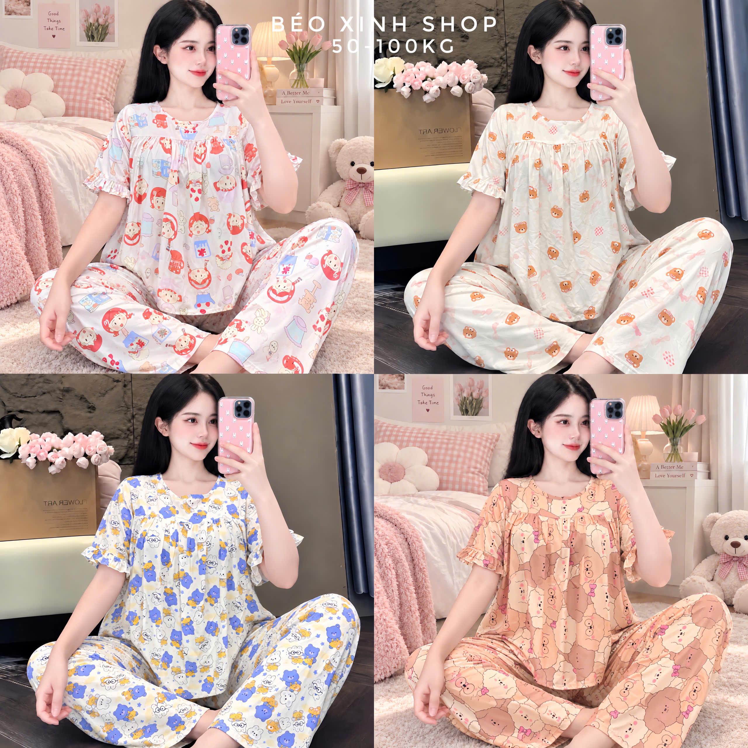 Bộ Pyjama Nữ Bigsize Tole 2 Da Loại 1 – Form Rộng Mặc Nhà 50–100kg Béo Xinh Shop - A.5456
