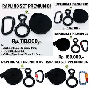 RAPLING SET PREMIUM BLACK ALAT PANJAT CLIMBING REPLING SET ALAT RAPLE DAN BELLAY DAN ALAT SAFETY