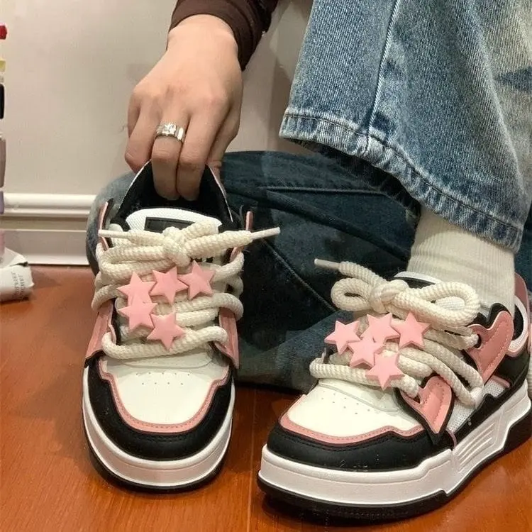 Sepatu sneakers wanita fashion kasual bahan sintetis/sepatu model korea sneaker 4