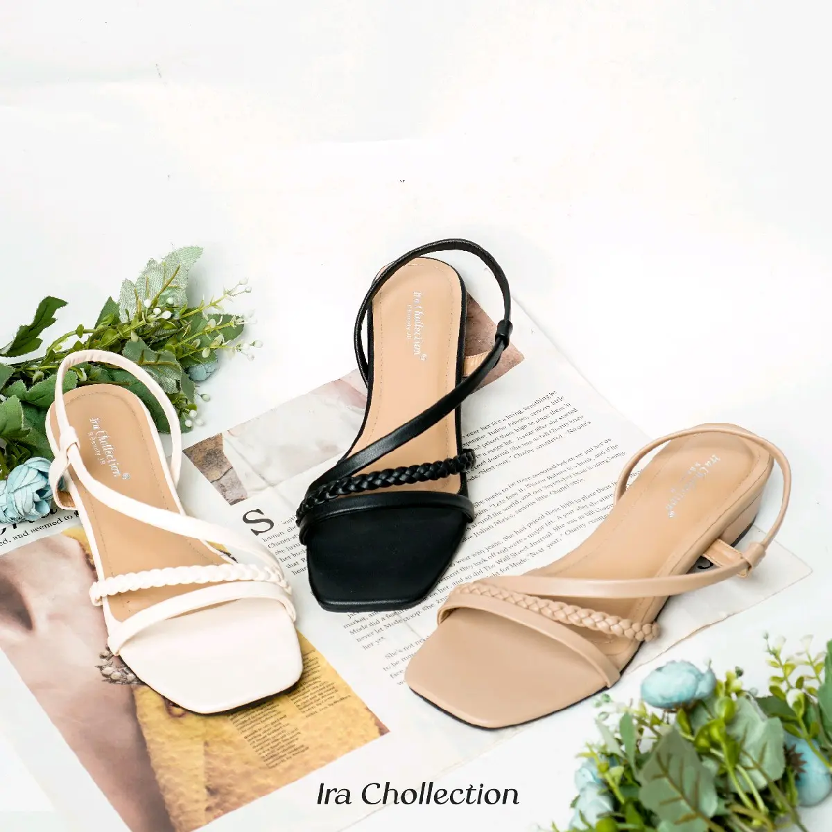 Heels Wanita Natali Warna Crem,Mocca,Hitam Hak 3CM