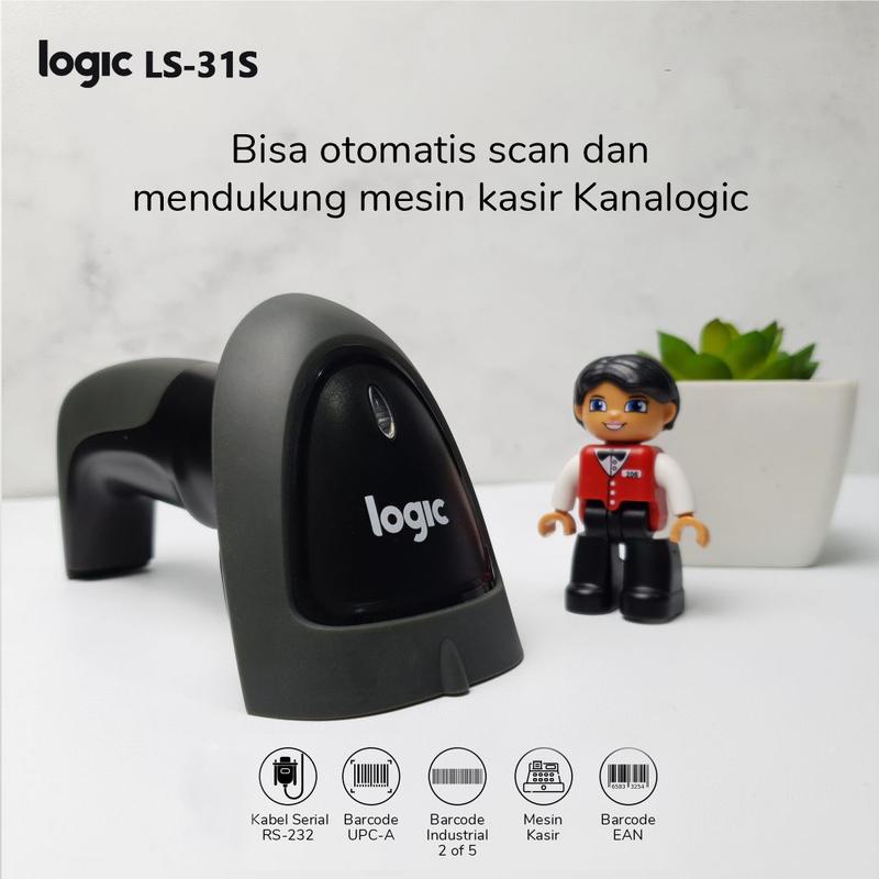 Logic LS-31S Barcode Scanner Garansi 12 Bulan Kabel RS-232 Kompatibel ...