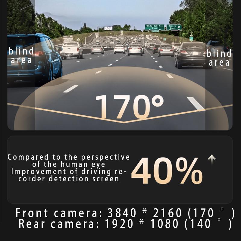 Product Introduction of HD 4K dual lens driving recorder black box driving recorder car DVR 1080P rear camera built-in WiFi GPS 24-hour parking monitor Includes 128GB TF 35