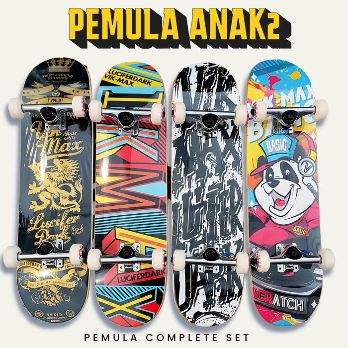 Gambar Vikmax skateboard pemula size 7.5 fullset lengkap top quality dari Puppetskate.store Kota Semarang Tokopedia