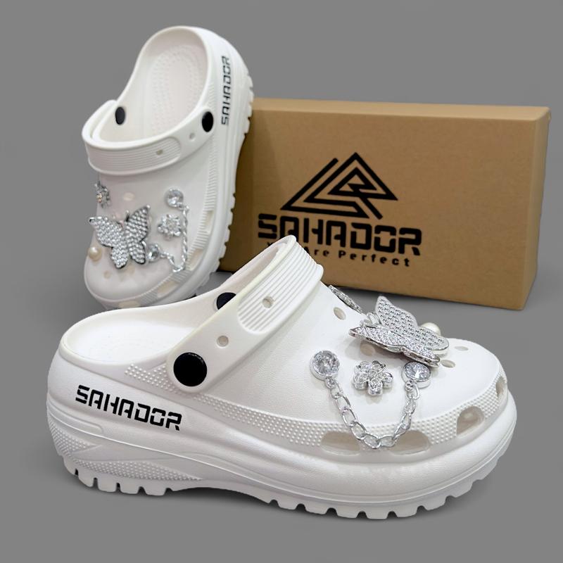 Dép sục nữ sandal SAHADOR charm bướm xinh xắn chất liệu EVA đúc nguyên khối đế cao 7cm SA10