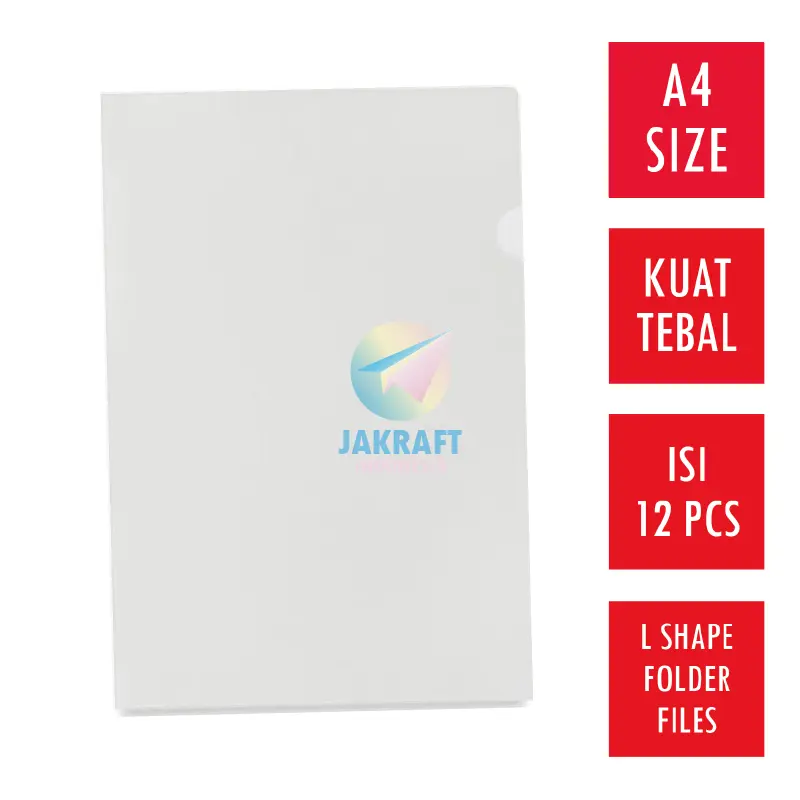 (1 Pcs) Map L FOLDER ONE A4 Clear Sleeve Putih Bening Clear File Folder Plastik Mika Transparan Tebal 0.12 mm