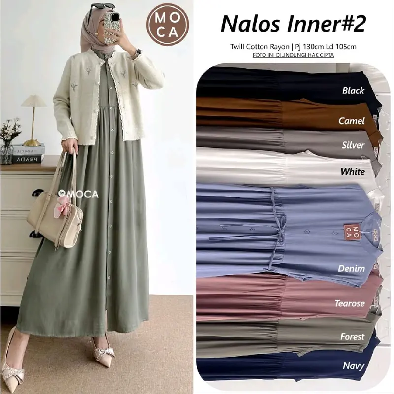 Nalos inner dress rayon twill terlaris.Restock serian warna baru 5