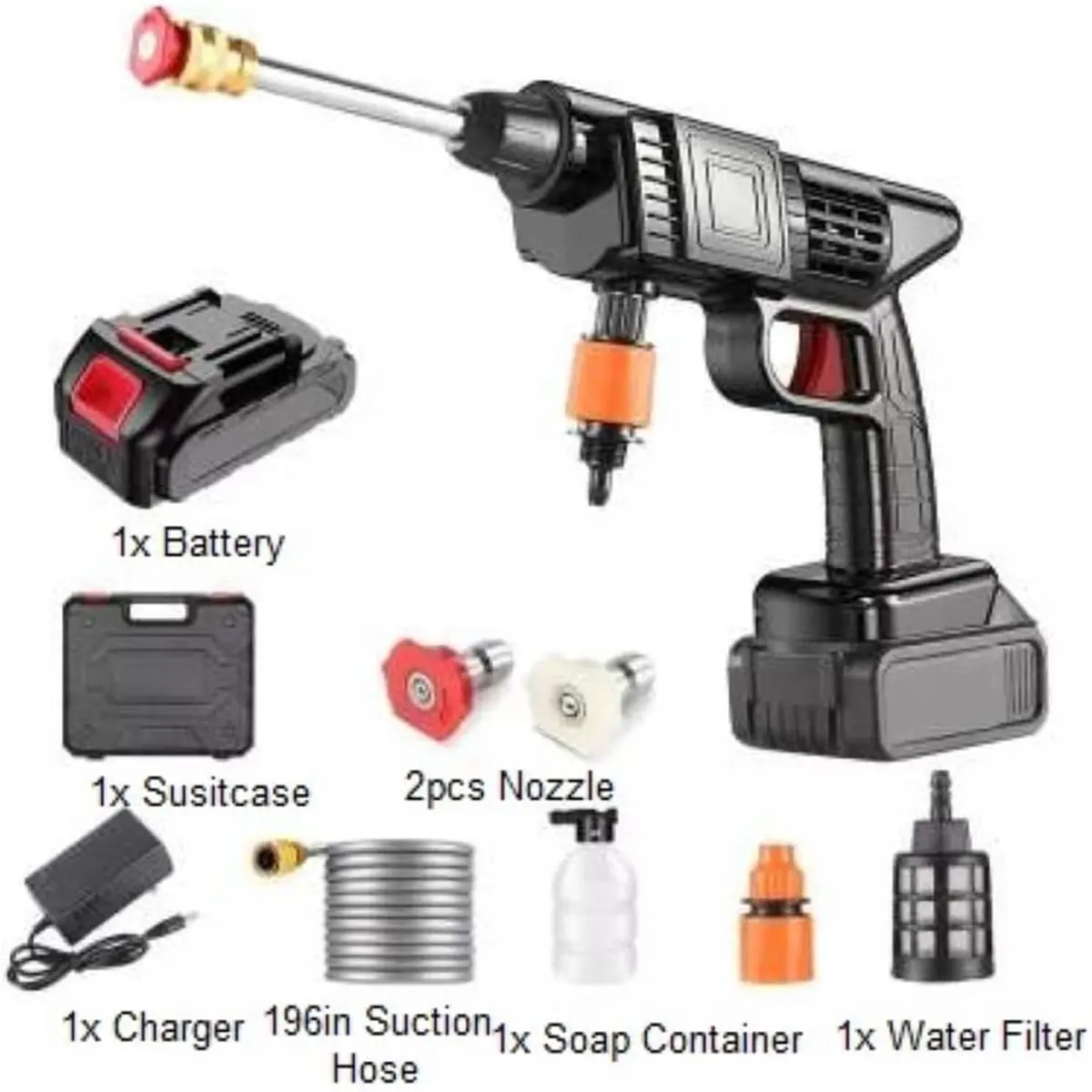 Cordless Pressure Washer w/ 40V Battery, Cordless Power Washer Battery Powered, Portable Pressure Washer w/ 6-in-1 Nozzle, Soap Container, Charger Included Auto parts