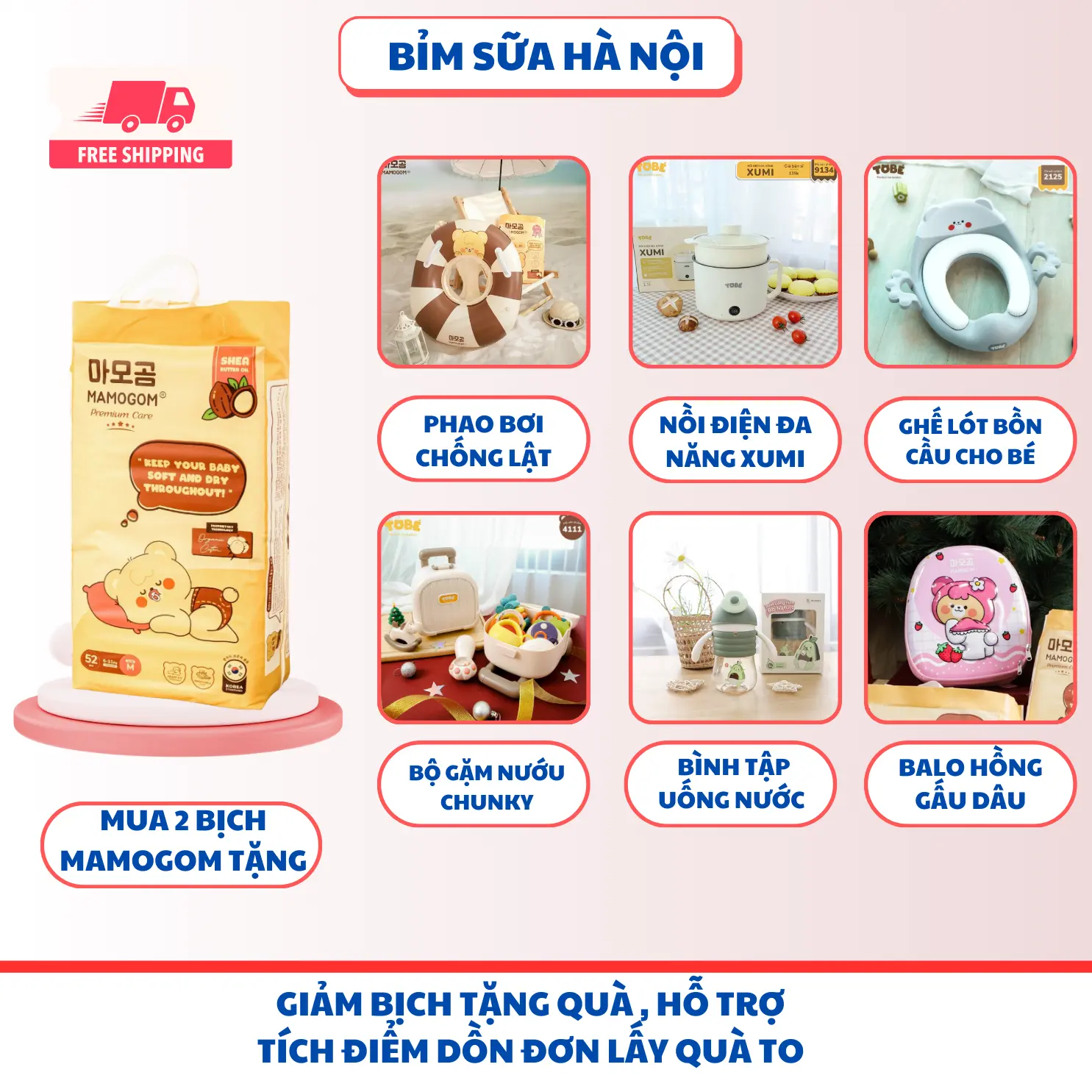 (KÈM QUÀ) Combo 2 Bịch Bỉm Mamogom Hữu Cơ Hàn Quốc Cho Bé - Sản Phẩm Chăm Sóc Cao Cấp Tobe Vietnam Gối Ngủ Kem