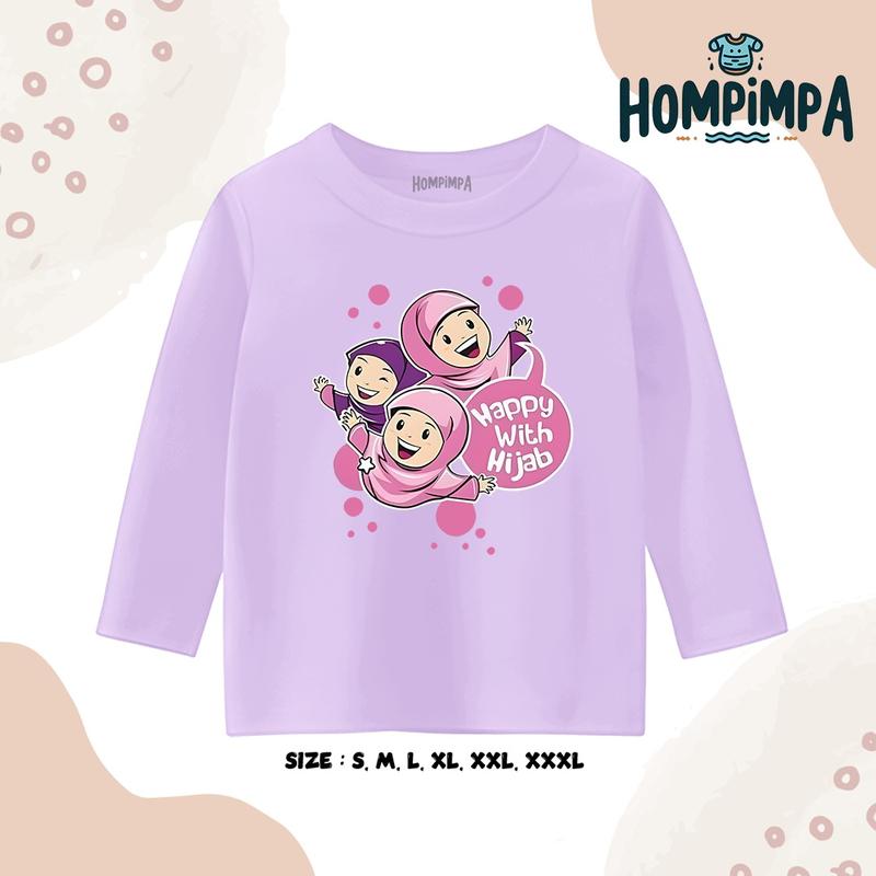 Kaos Anak Lengan Panjang Gambar Hijab Sablon DTF Distro 30s Fashion Baju 5