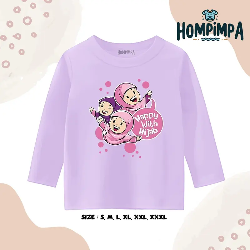 Kaos Anak Lengan Panjang Gambar Hijab Sablon DTF Distro 30s Fashion Baju 5