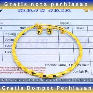 Gelang E.M.A.S Muda Asli Motif Ulir Bola Kerincing Gratis Dompet Dan Surat Perhiasan Dari Toko