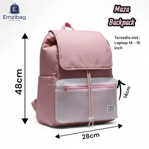 EMZIBAG Tas Ransel Sekolah Funny Puffy Waterproof Jasper Polyester Laptop 14 Inch MAZA PINK