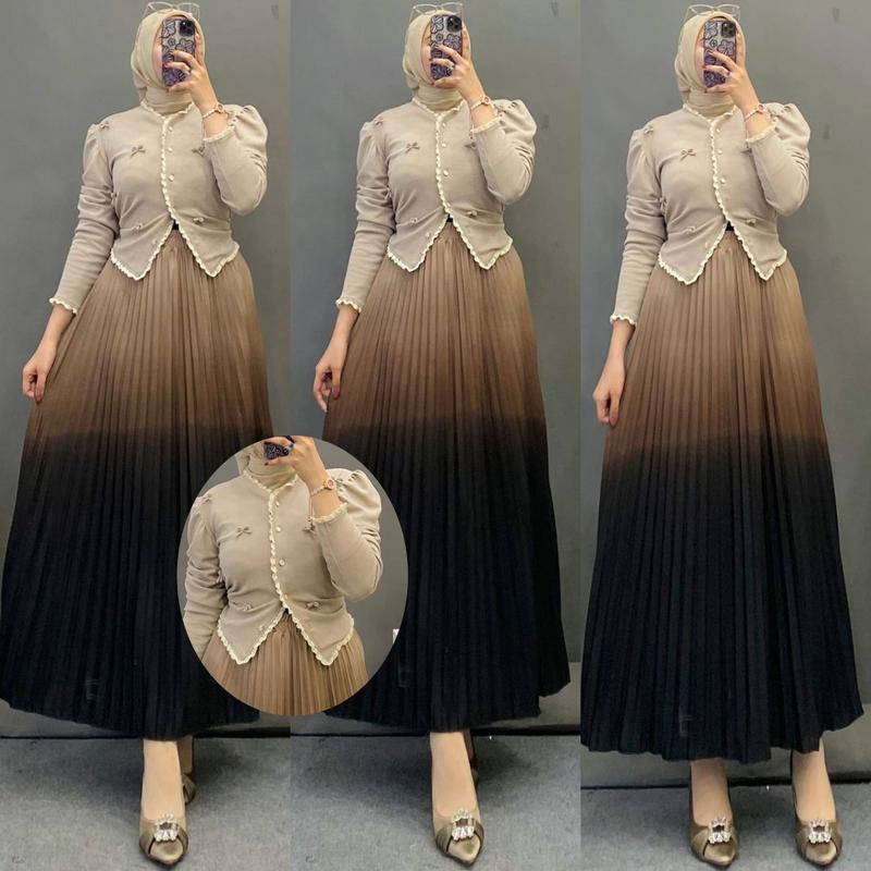 Ayucitra setelan echa fashion muslim oneset wanita kekinian terbaru Panjang Baju atasan bawahan 1