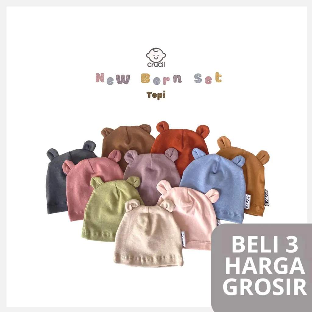 CruCil Topi Bayi Baru Lahir (0m-3m) - Anak Laki-laki dan Perempuan - Topi Bayi