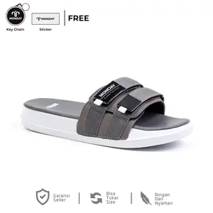 Monday Official - Pervez Grey - Sandal Slide Karet Pria Sendal Anti Slip