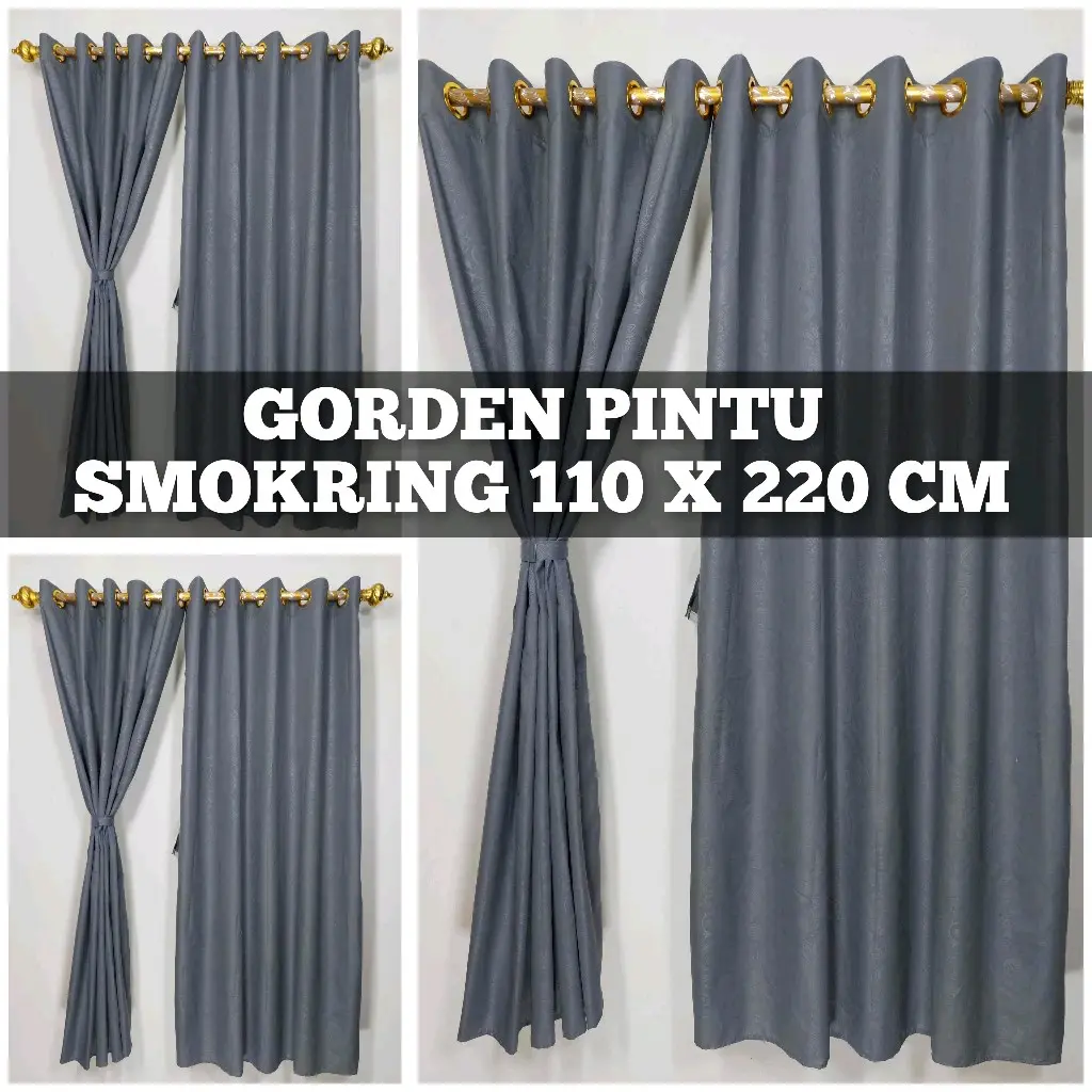 gorden pintu smokring lebar 110 cm x 220 cm Tali
