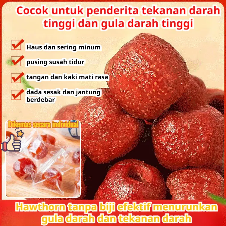 【Buy 1 Free 1】 Seedless Hawthorn Halal Dried Fruit Hawthorn Snack Buah Hawthorn Coreless Hollow | Hawthorn Candied Fruit 0 Sugar, O Additives, O Fat, Food Safety good for family health