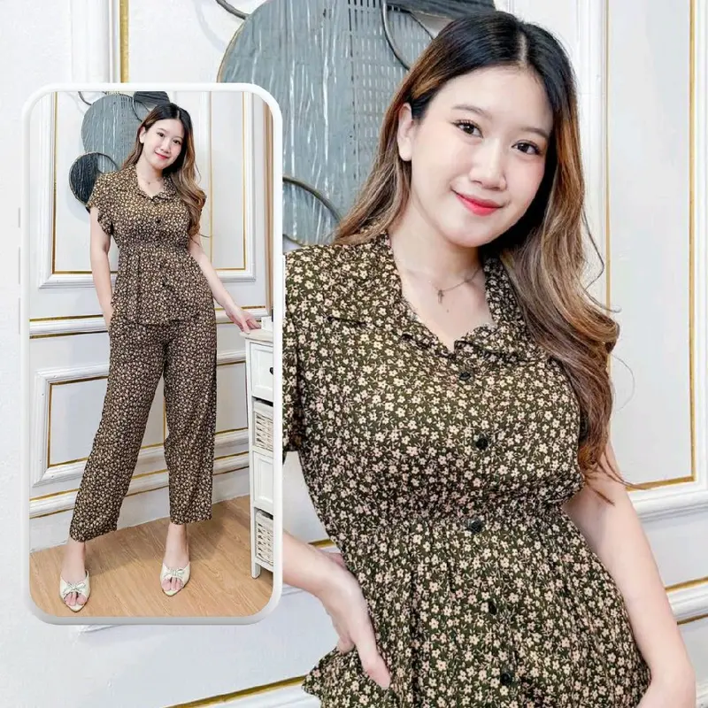 Set Celana Panjang Setcel Nara Rayon Viscose Motif Premium Bali Busui 2