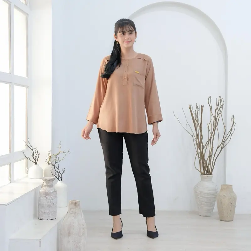 KAMILA Blouse Rayon Twill Lengan 7/8 Atasan Wanita Nyaman 3