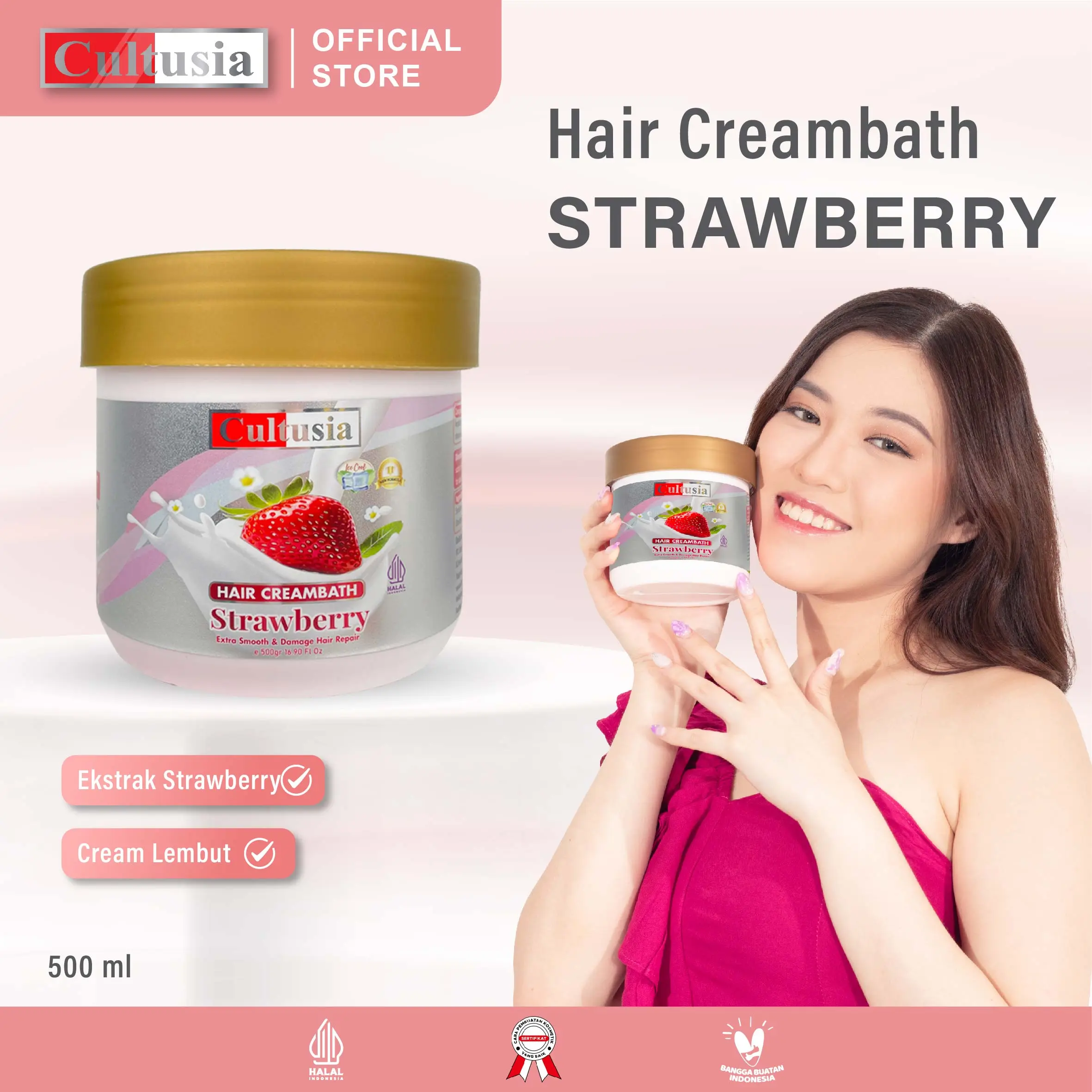 Cultusia Hair Creambath Strawberry 500ml Haircare Perawatan