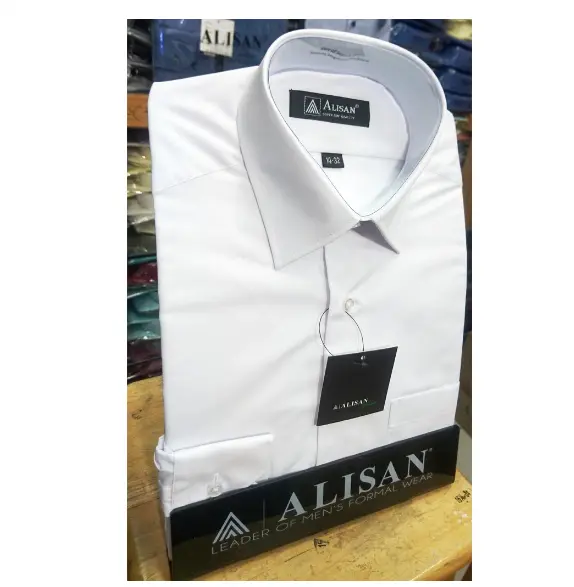 Kemeja Polos ALISAN Model Slim Fit Lengan Panjang untuk Pria - Hitam - Katun Formal